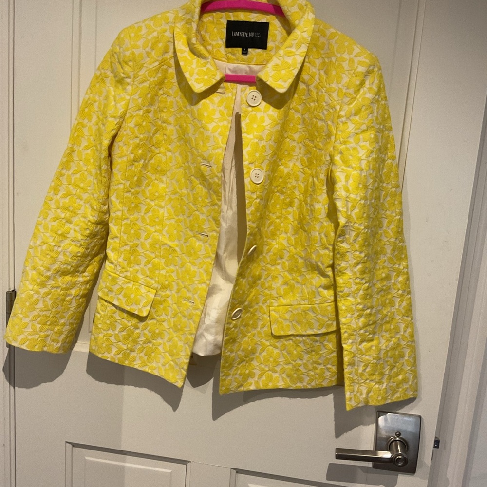 Lafayette 148 New York Yellow Floral Jacquard Blazer